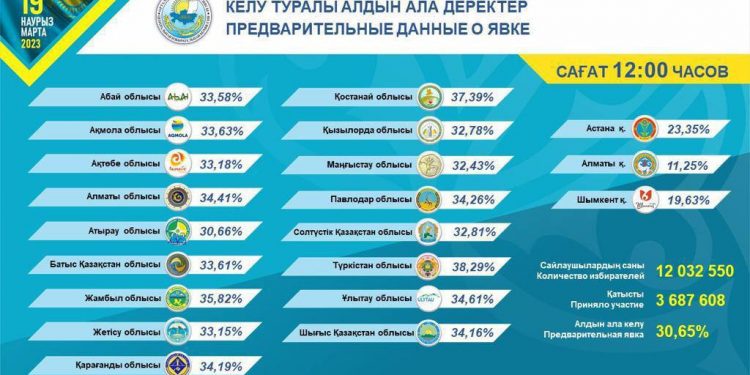 Сайлауға қатысу көрсеткіші 30,65%-ға жетті